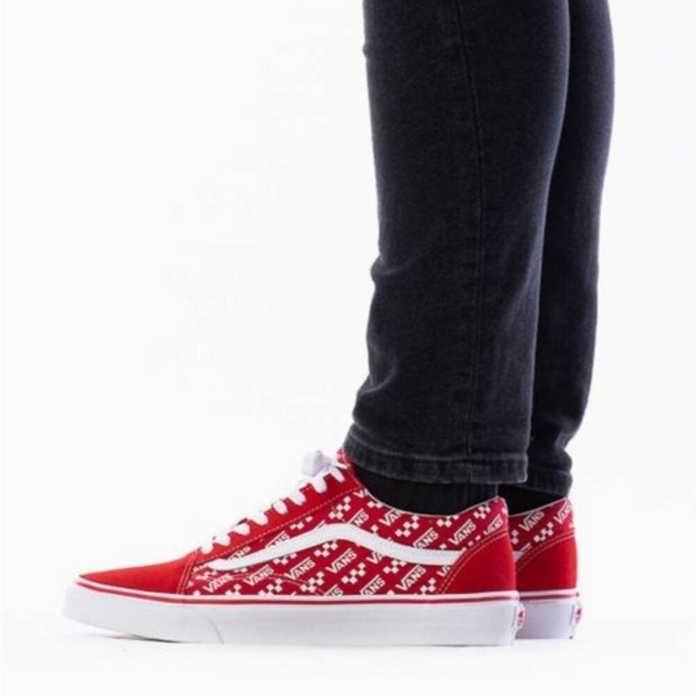 VANS Men’s Racing Red Logo Repeat Sneakers Size 12 Classic Skate
